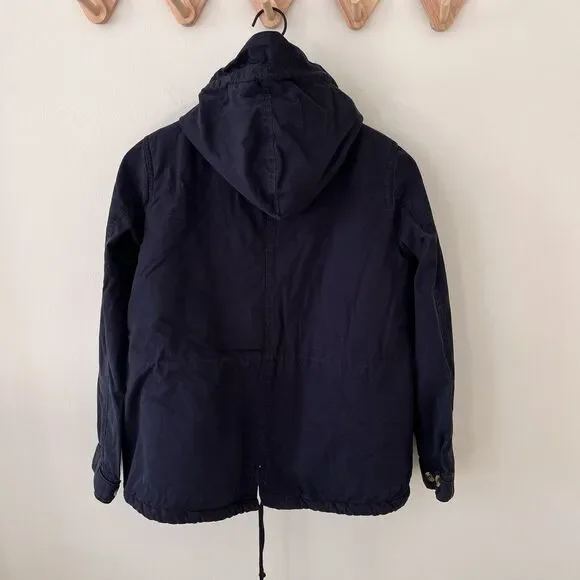 Love Tree Sherpa Lined 100% Cotton Navy Hooded Utility Jacket - Medium - Picture 5 of 10
